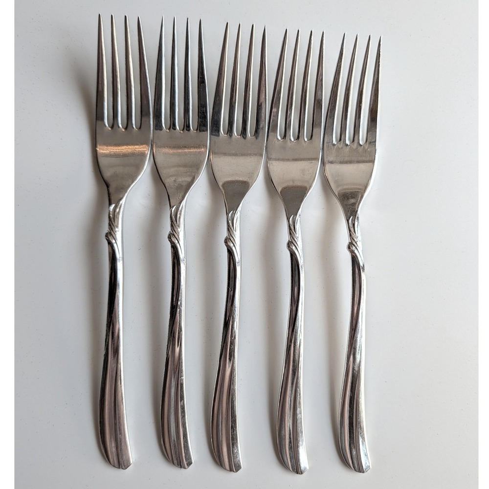 Oneida Old Company Plate 1958 MCM Radiance Silverplate 7.5" Dinner Forks +5 pc